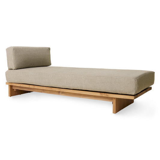 teak wooden day bed with beige cushion