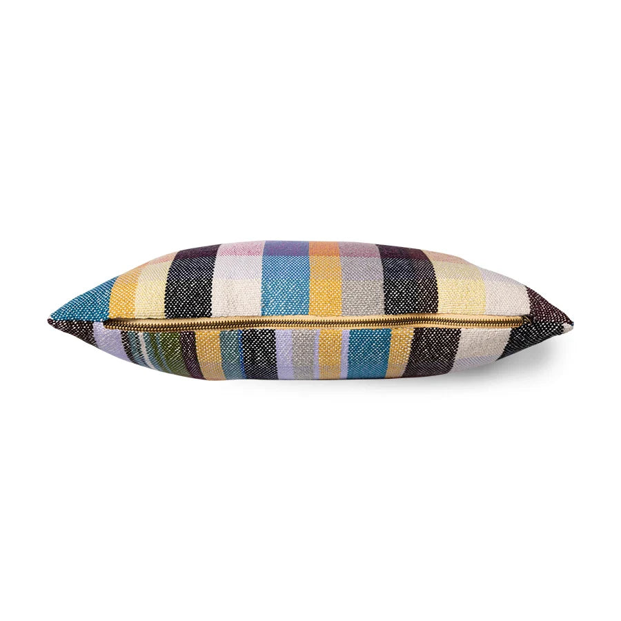 retro style colored lumbar pillow made from soft cotton and woven into checker pattern