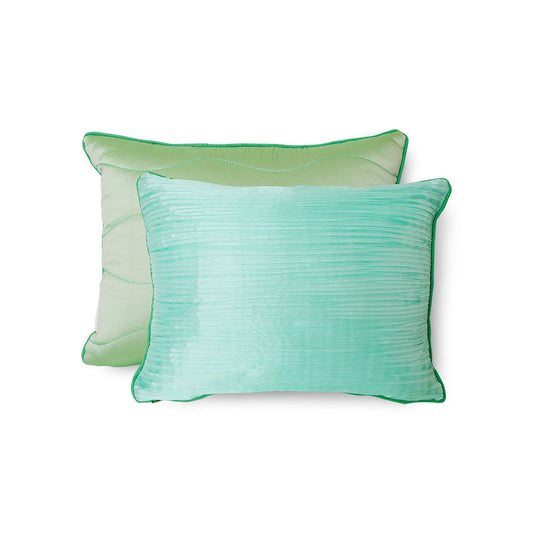 textured pillow with two different sides in green