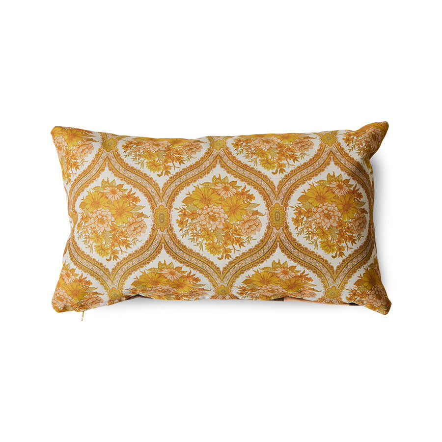 retro style pillow with yellow flower print