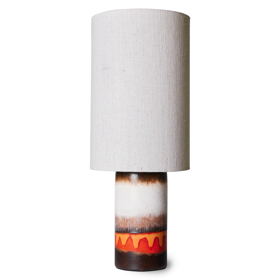 retro glazed table lamp with off white linen shade