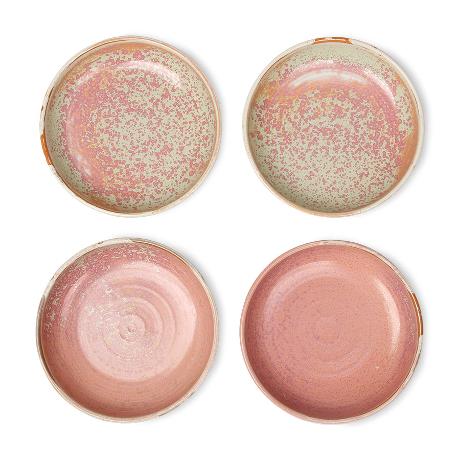 pink plate with various finishes