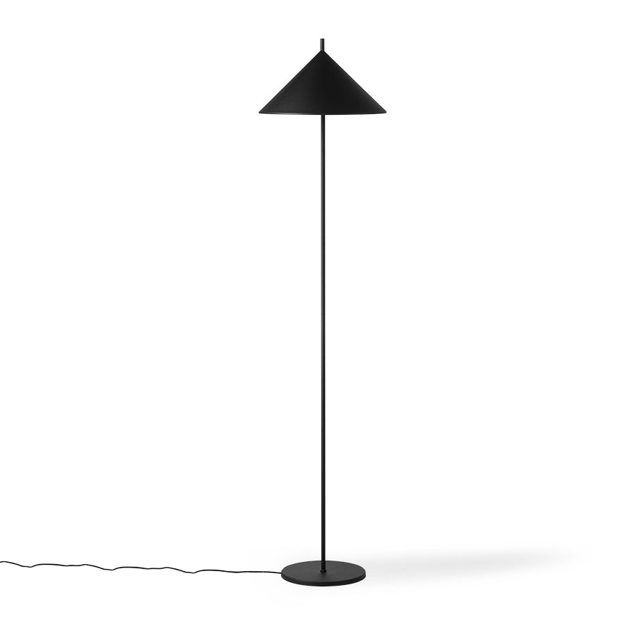 tall black metal triangle shape floor lamp
