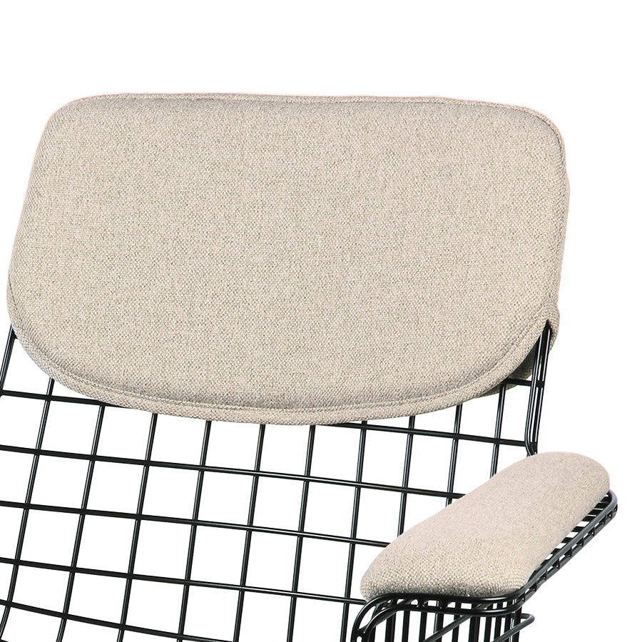 detail of fabric comfort kit in sand color for metal chair