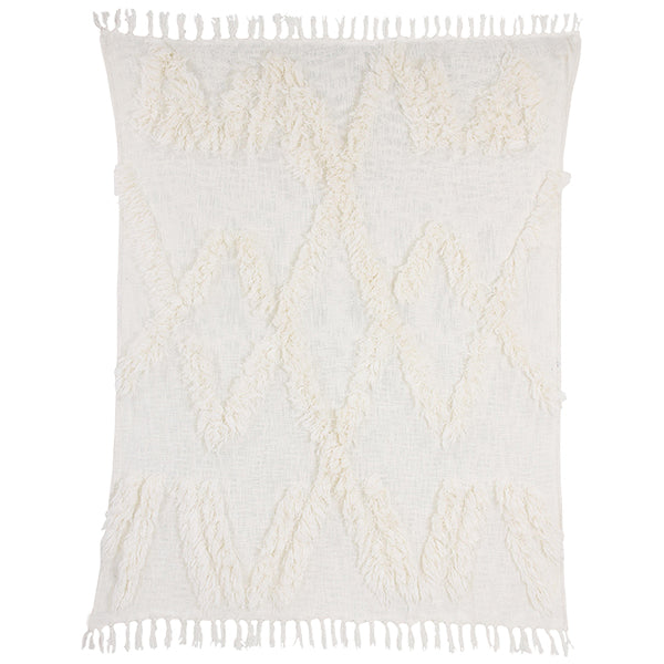 White fringe throw blanket