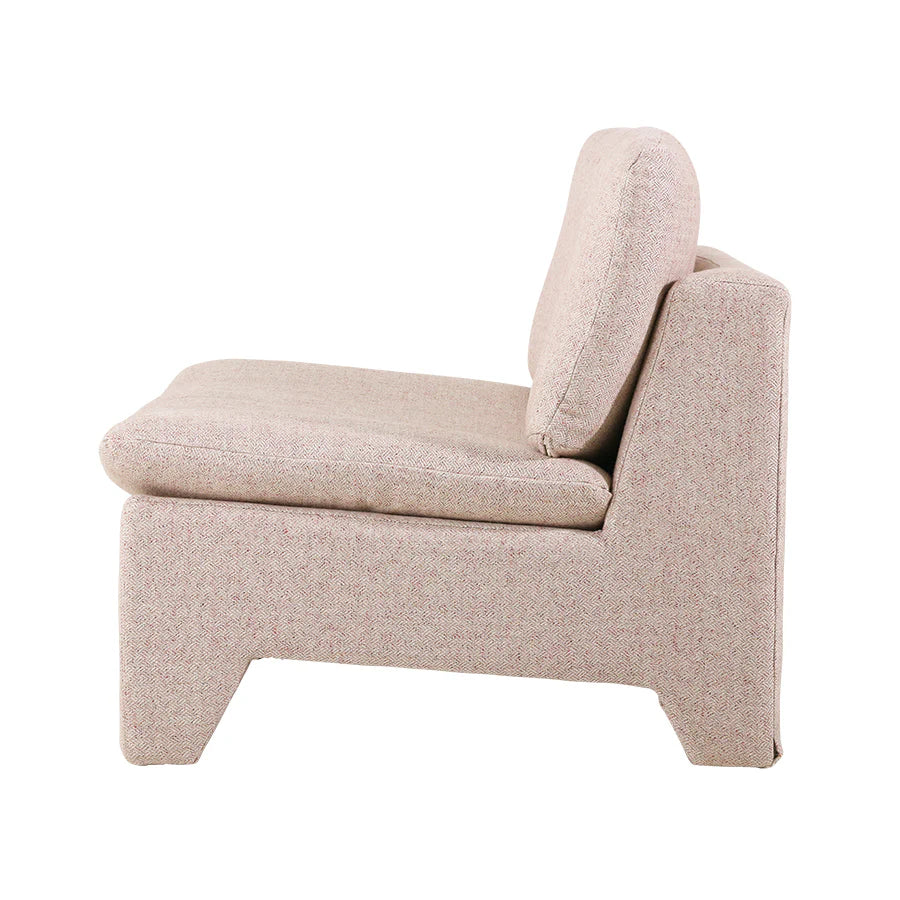 Retro style lounge chair with ottoman / blush pink mélange