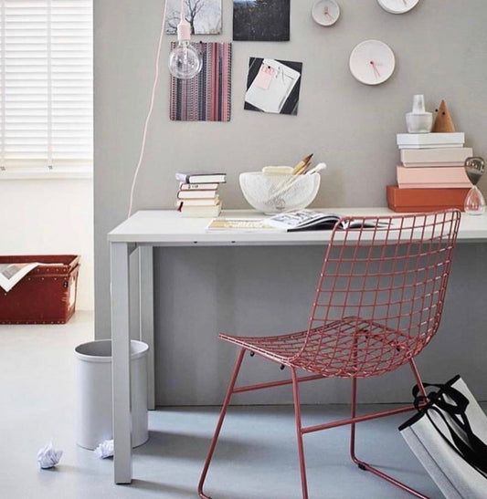 Metal wire side chair - marsala (set of 2)