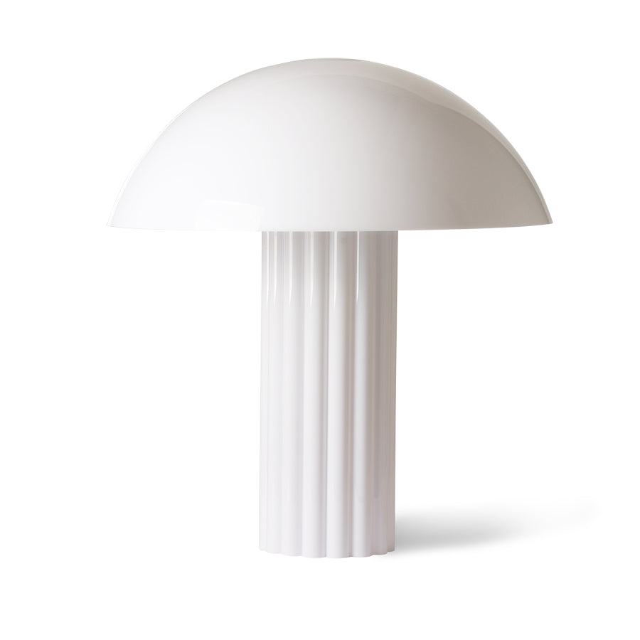 white, mushroom cupola table lamp
