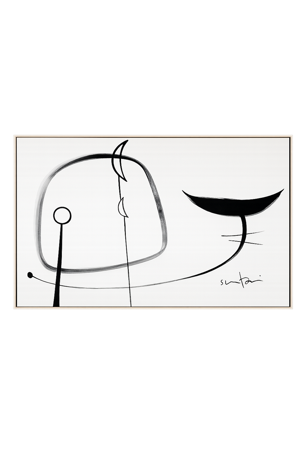 Abstract black and white artwork on a white background