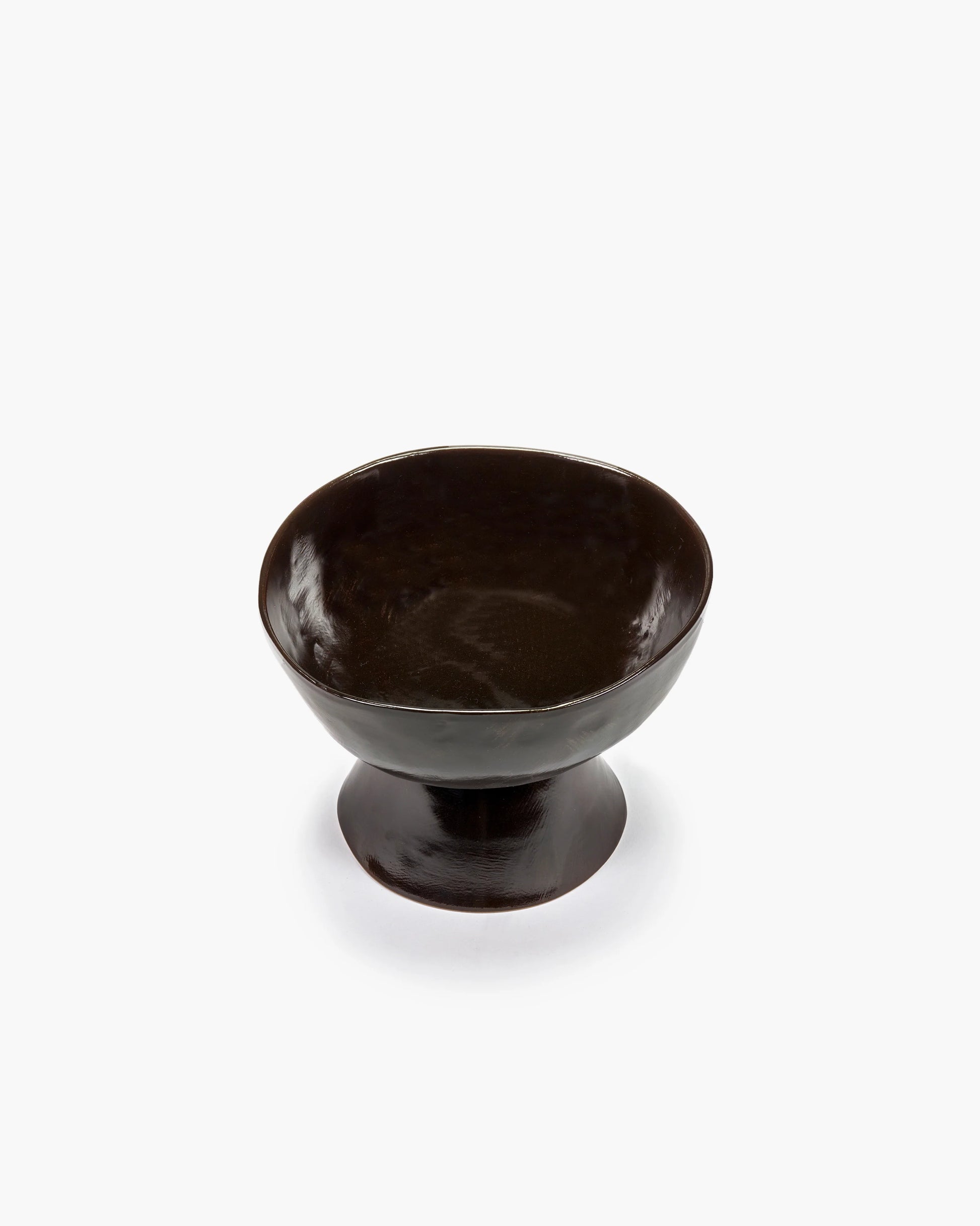 Black ceramic bowl on a white background