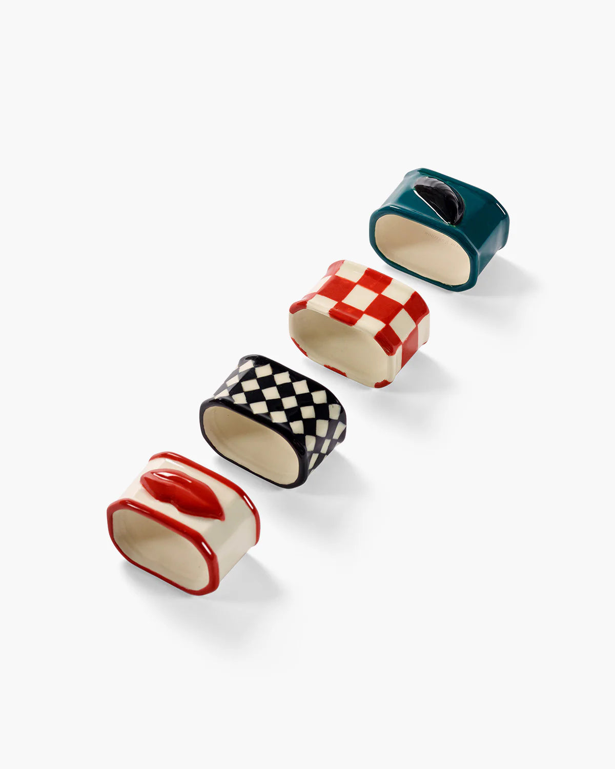 Set of colorful napkin rings on a white background