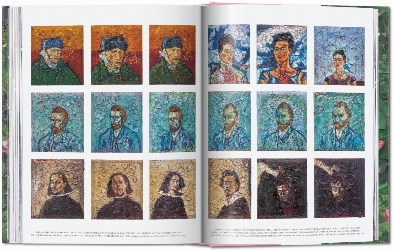 Open book displaying a mosaic of portraits on a colorful background