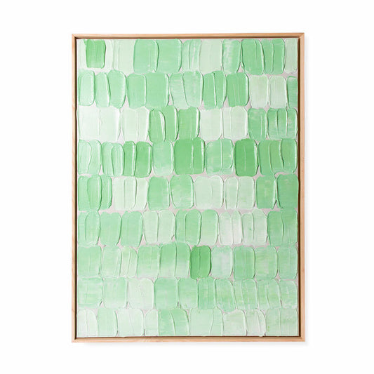 framed green abstract painting