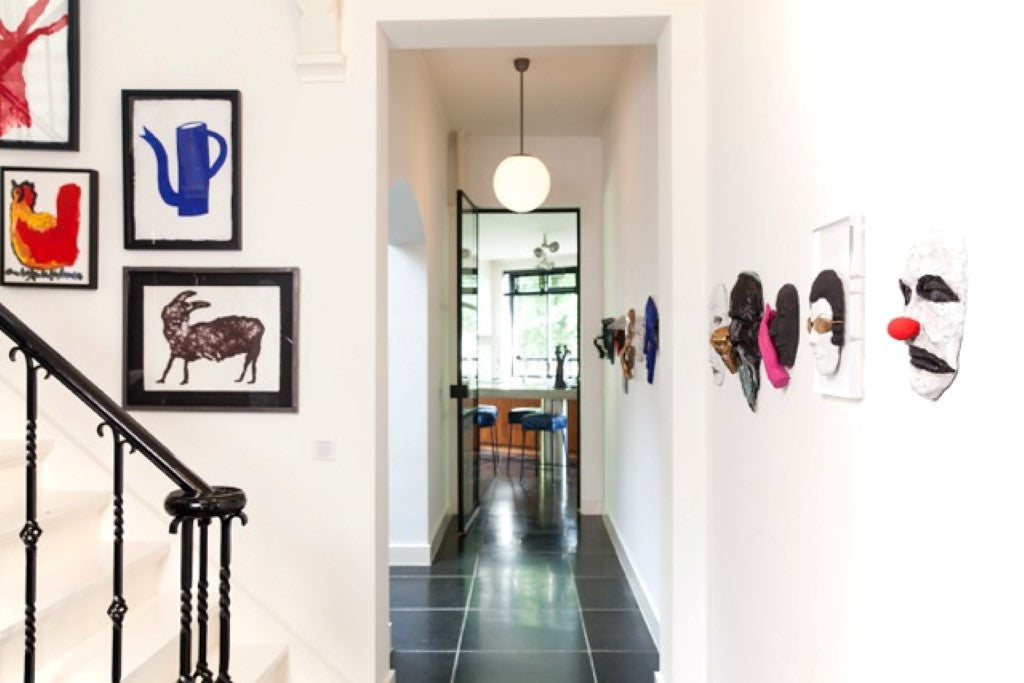 interiorview with art and sculptures in bronze