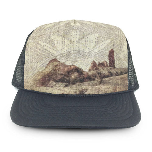 trucker hat with designer fabric