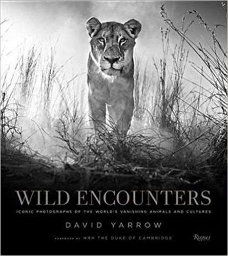 cover of black and white photbook wild encounters wildlife photography by david yarrow