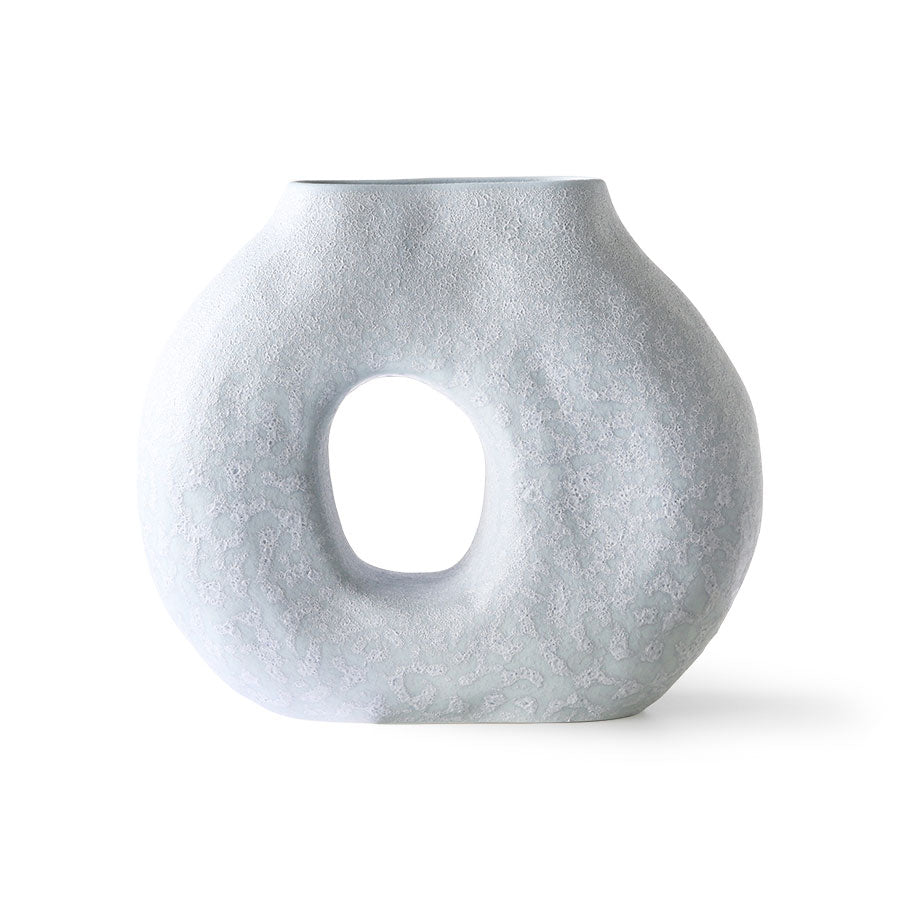 soft blue organic shape vase sculpture with textured finish