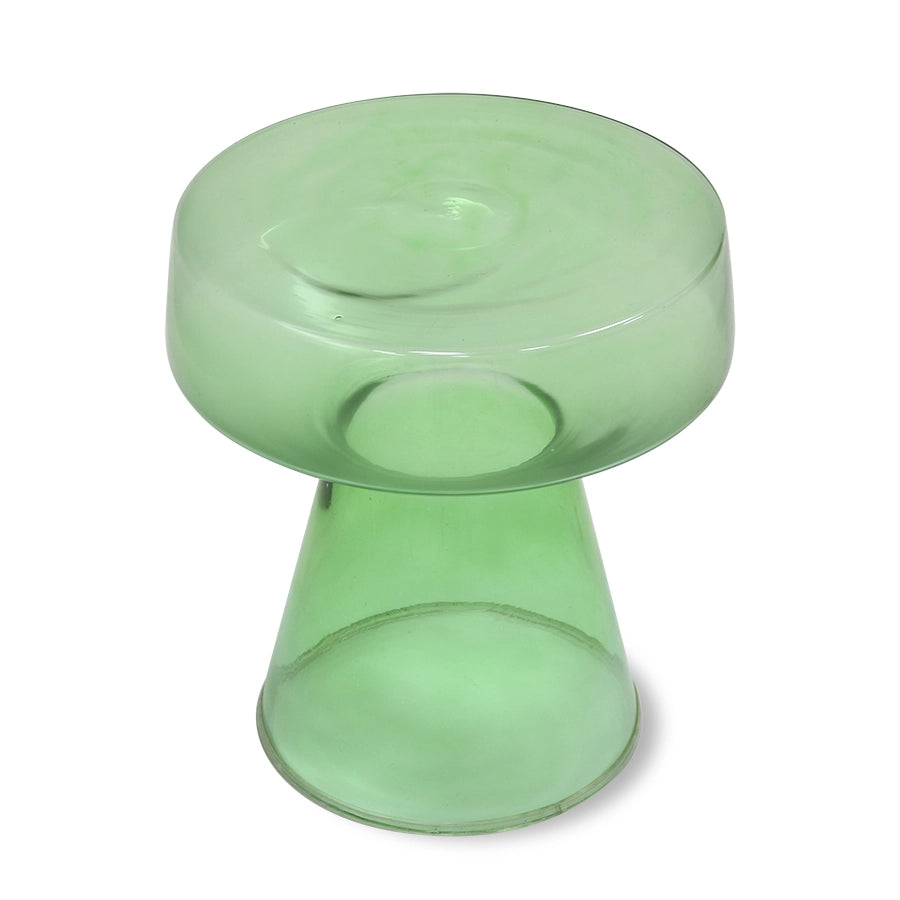 green colored glass accent table