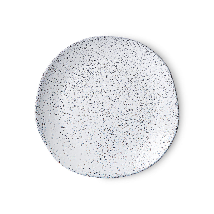 small dessert plate made from speckled stoneware