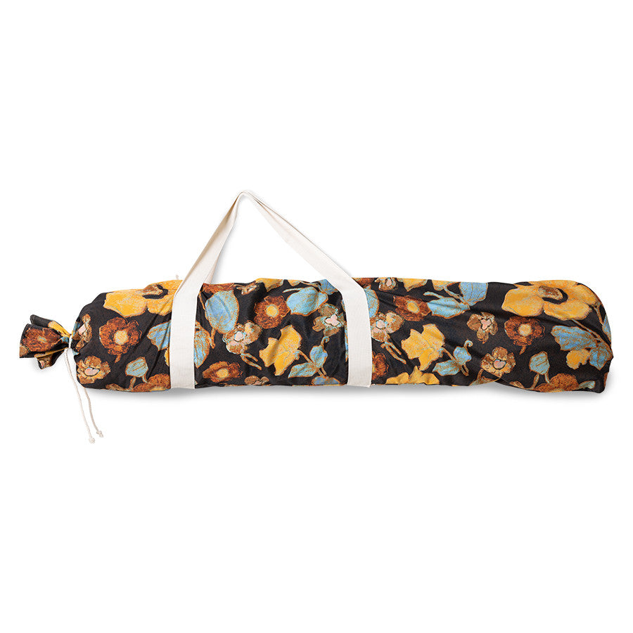 textile carrying bag for retro style beach umbrella with floral design