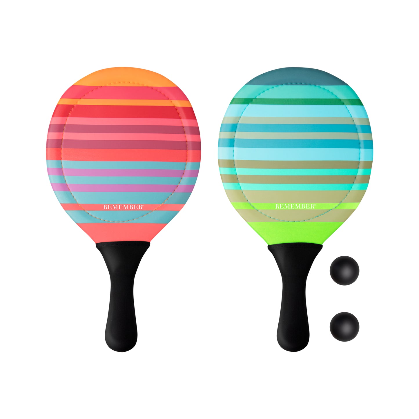 colorful leisure tennis set two rackets and two black balls