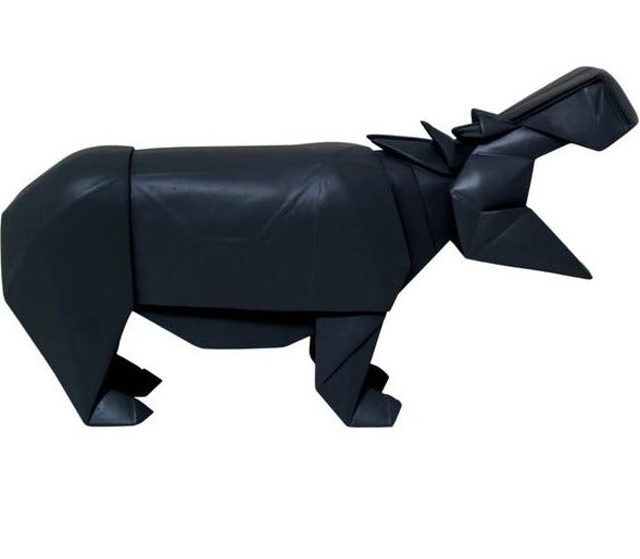 black wooden hand carved hippo