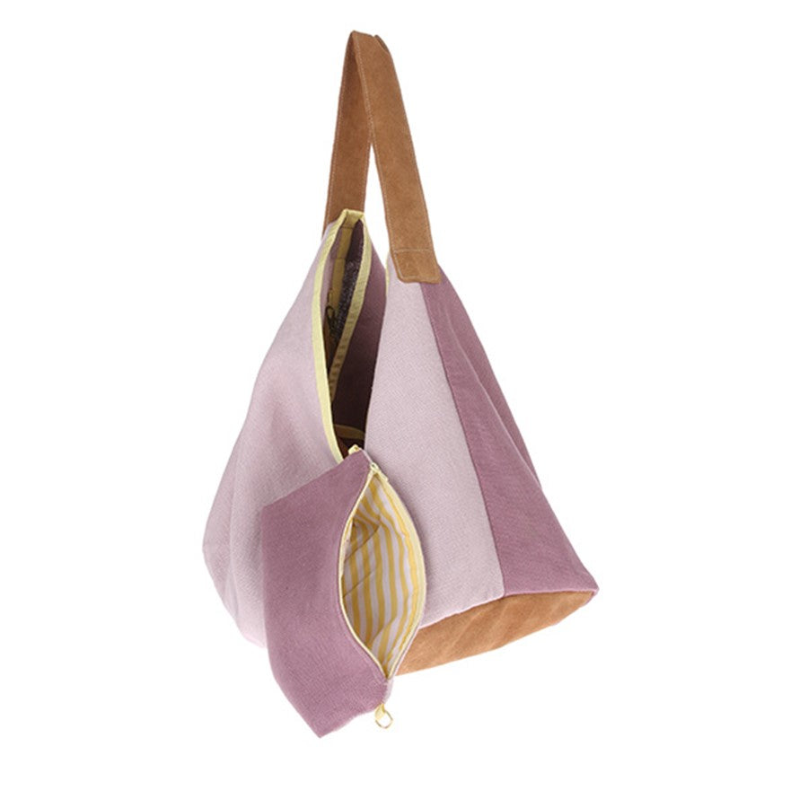 artsy bag by HK living USA made of linen in lilac