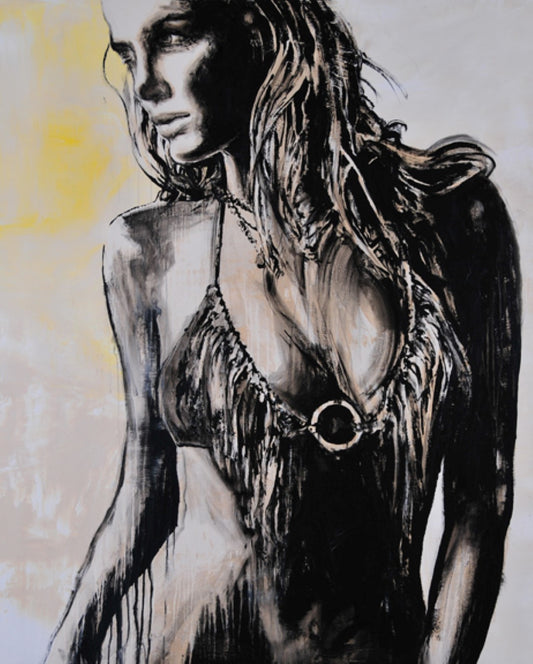 painting of woman in bikini by daniel maltzman